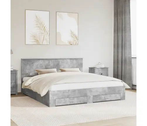 Voodi Raam Peaga Sahtliga Betoonhall 180 X 200 Cm Tehispuit