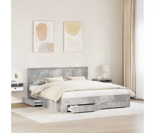 Voodi Raam Peaga Sahtliga Betoonhall 180 X 200 Cm Tehispuit