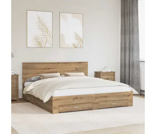 Voodi Raam Peaga Sahtliga Käsitööpuu 180 X 200 Cm Tehispuit