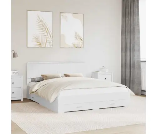 Gultas Rāmis Ar Atvilktni Balts 160 X 200 Cm Inženierijas Koks Vidaxl