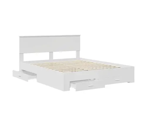 Gultas Rāmis Ar Atvilktni Balts 160 X 200 Cm Inženierijas Koks Vidaxl