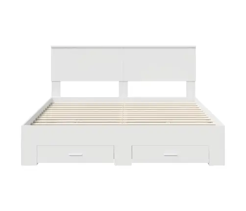 Gultas Rāmis Ar Atvilktni Balts 160 X 200 Cm Inženierijas Koks Vidaxl