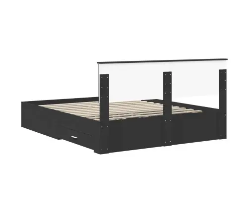 Gultas Rāmis Ar Atvilktni Melna 160 X 200 Cm Inženierijas Koks Vidaxl