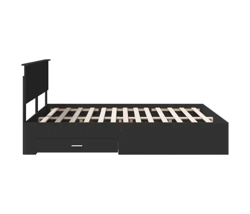 Gultas Rāmis Ar Atvilktni Melna 160 X 200 Cm Inženierijas Koks Vidaxl