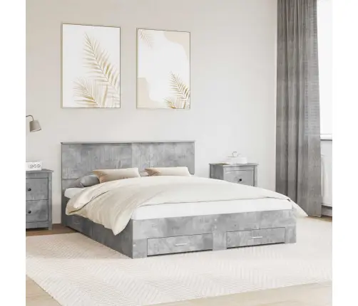 Voodi Raam Peaga Sahtliga Betoonhall 160 X 200 Cm Tehispuit