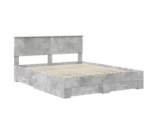 Voodi Raam Peaga Sahtliga Betoonhall 160 X 200 Cm Tehispuit