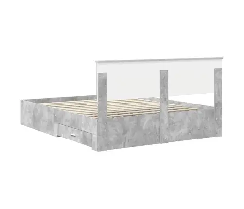 Voodi Raam Peaga Sahtliga Betoonhall 160 X 200 Cm Tehispuit