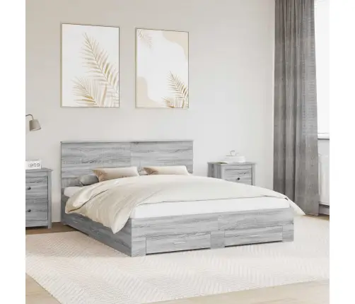 Voodi Raam Peaga Sahtliga Hall Sonoma 160 X 200 Cm Tehispuit