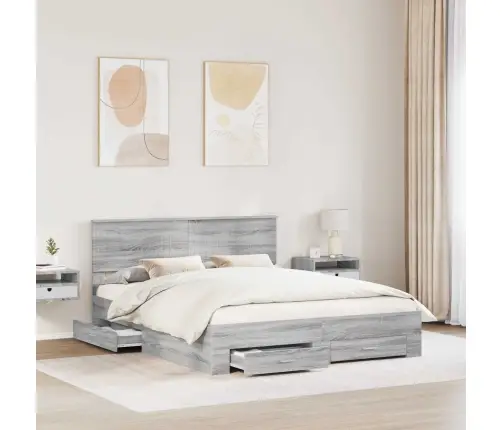 Voodi Raam Peaga Sahtliga Hall Sonoma 160 X 200 Cm Tehispuit