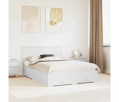 Lovos Rėmas Su Galvūgalio Balta 140 X 200 Cm Apdirbta Mediena