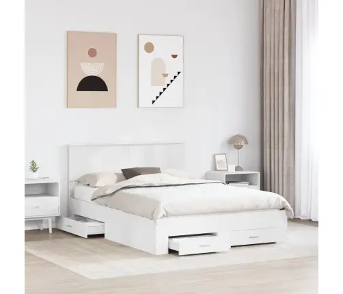 Lovos Rėmas Su Galvūgalio Balta 140 X 200 Cm Apdirbta Mediena