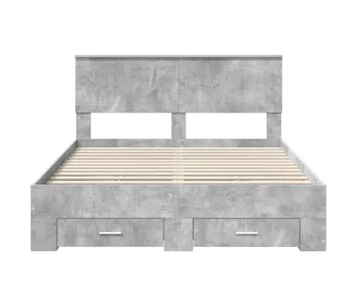 Gultas Rāmis Betona Pelēks 140 X 200 Cm Inženierijas Koks Vidaxl