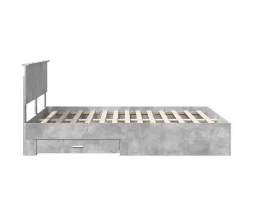 Gultas Rāmis Betona Pelēks 140 X 200 Cm Inženierijas Koks Vidaxl