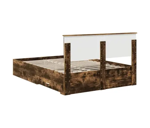 Gultas Rāmis Dūmaka Ozols 140 X 200 Cm Inženierijas Koks Vidaxl