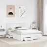 Gultas Rāmis Ar Atvilktni Balts 140 X 190 Cm Inženierijas Koks Vidaxl