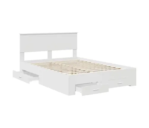 Gultas Rāmis Ar Atvilktni Balts 140 X 190 Cm Inženierijas Koks Vidaxl