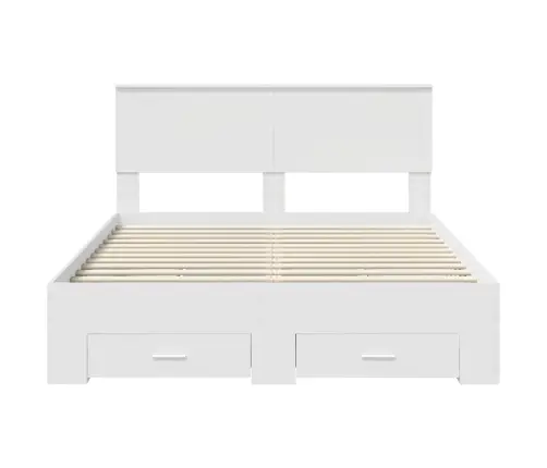 Gultas Rāmis Ar Atvilktni Balts 140 X 190 Cm Inženierijas Koks Vidaxl