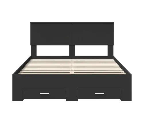 Gultas Rāmis Ar Atvilktni Melna 140 X 190 Cm Inženierijas Koks Vidaxl