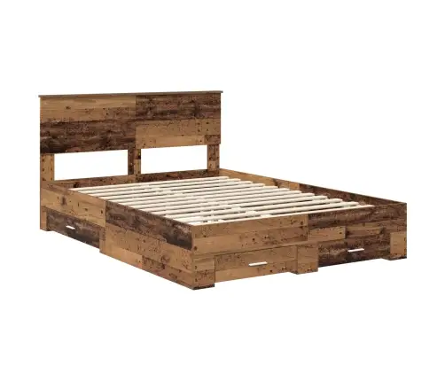 Gultas Rāmis Vecs Koks 140 X 190 Cm Inženierijas Koks Vidaxl