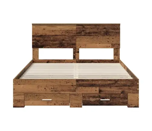 Gultas Rāmis Vecs Koks 140 X 190 Cm Inženierijas Koks Vidaxl