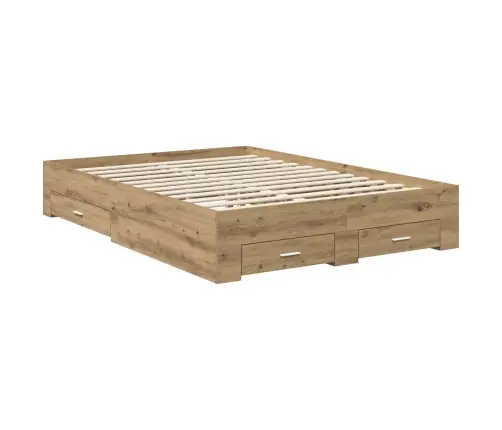 Voodi Raam Peaga Sahtliga Käsitööpuu 140 X 190 Cm Tehispuit