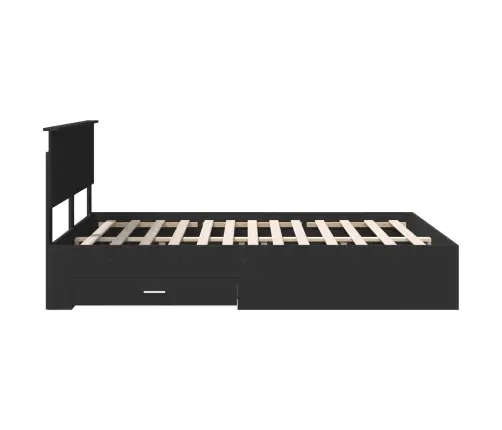 Gultas Rāmis Ar Atvilktni Melna 135 X 190 Cm Inženierijas Koks Vidaxl