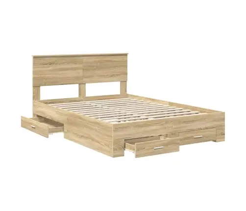 Gultas Rāmis Sonoma Ozols 135 X 190 Cm Inženierijas Koks Vidaxl