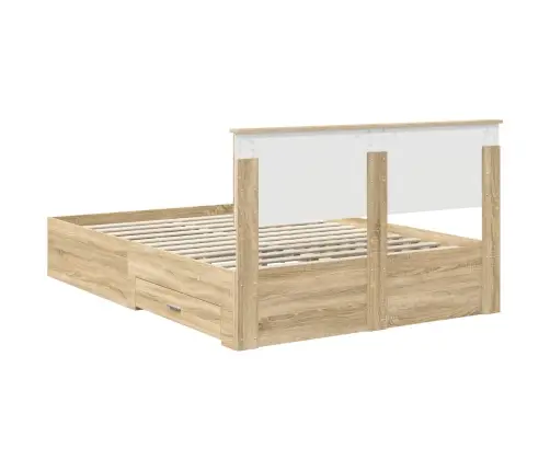 Gultas Rāmis Sonoma Ozols 135 X 190 Cm Inženierijas Koks Vidaxl