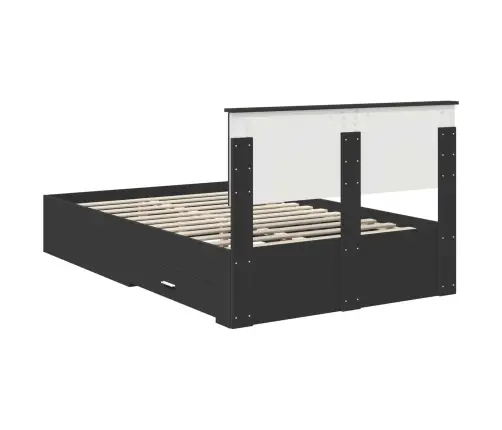 Voodi Raam Peaga Sahtliga Must 120 X 200 Cm Tehispuit