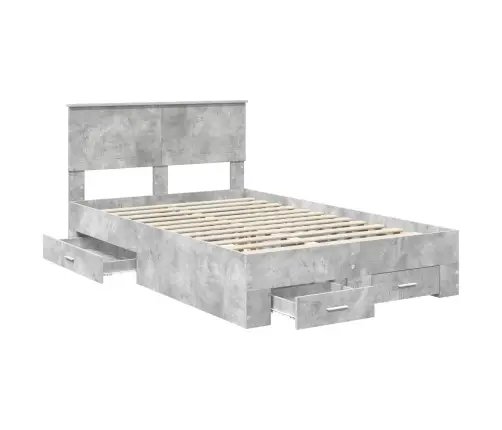 Voodi Raam Peaga Sahtliga Betoonhall 120 X 200 Cm Tehispuit