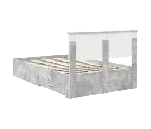 Voodi Raam Peaga Sahtliga Betoonhall 120 X 200 Cm Tehispuit