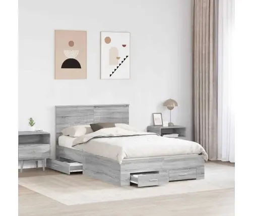 Voodi Raam Peaga Sahtliga Hall Sonoma 120 X 200 Cm Tehispuit