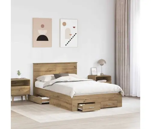 Gultas Rāmis Artisānā Ozols 120 X 200 Cm Inženierijas Koks Vidaxl