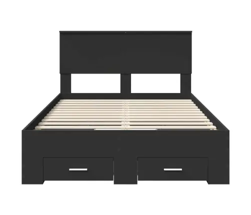 Lovos Rėmas Su Galvūgalio Juoda 120 X 190 Cm Apdirbta Mediena