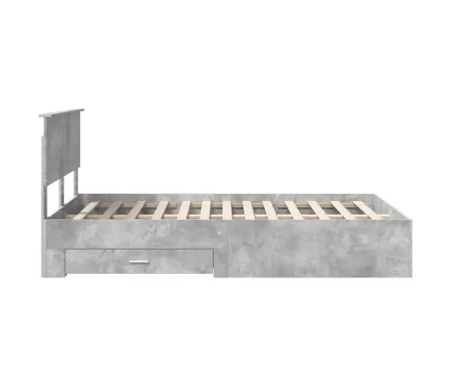 Gultas Rāmis Betona Pelēks 120 X 190 Cm Inženierijas Koks Vidaxl
