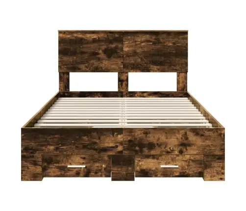 Gultas Rāmis Dūmaka Ozols 120 X 190 Cm Inženierijas Koks Vidaxl