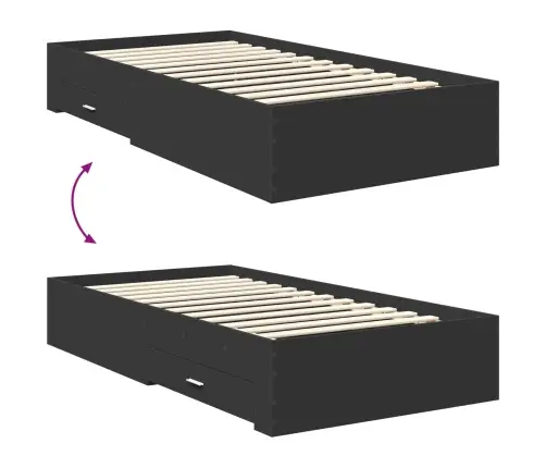 Lovos Rėmas Juodas Ir Sidabrinis 100 X 200 Cm Apdirbta Mediena