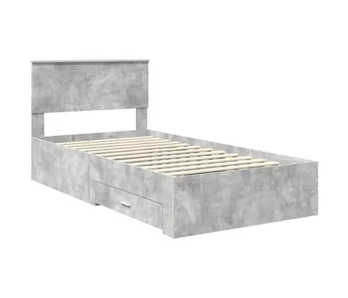 Gultas Rāmis Betona Pelēks 100 X 200 Cm Inženierijas Koks Vidaxl