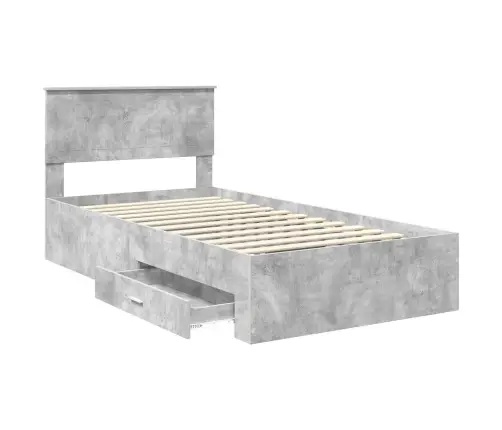 Gultas Rāmis Betona Pelēks 100 X 200 Cm Inženierijas Koks Vidaxl