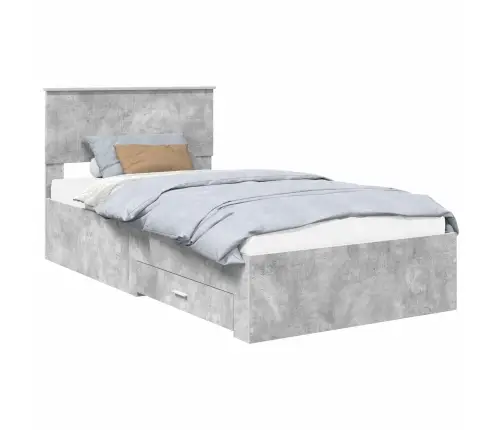 Gultas Rāmis Betona Pelēks 100 X 200 Cm Inženierijas Koks Vidaxl