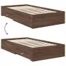 Gultas Rāmis Ar Atvilktni Brūnais Ozols Un Sudrabs 100 X 200 Cm Vidaxl