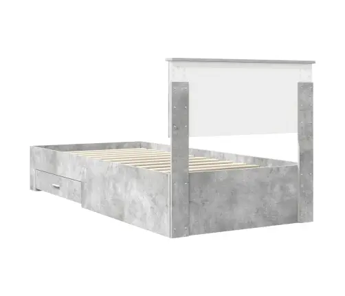 Lovos Rėmas Betono Pilka 90 X 200 Cm Apdirbta Mediena