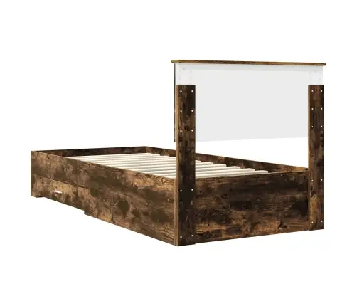 Gultas Rāmis Dūmaka Ozols 90 X 200 Cm Inženierijas Koks Vidaxl