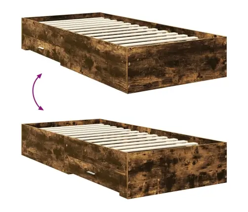 Gultas Rāmis Dūmaka Ozols 90 X 200 Cm Inženierijas Koks Vidaxl