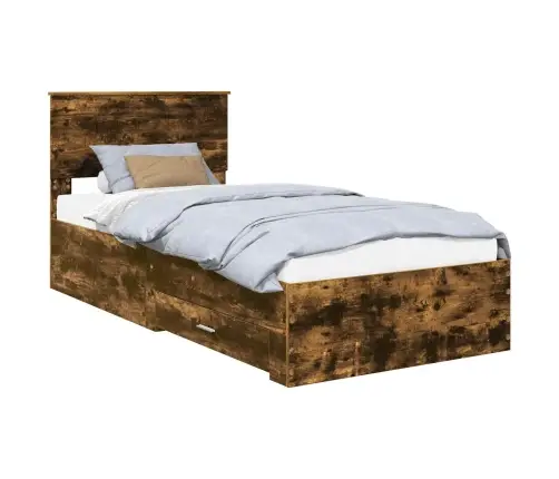 Gultas Rāmis Dūmaka Ozols 90 X 200 Cm Inženierijas Koks Vidaxl