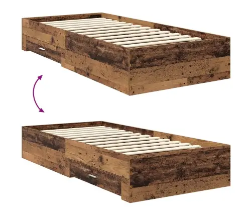 Gultas Rāmis Vecs Koks 90 X 200 Cm Inženierijas Koks Vidaxl