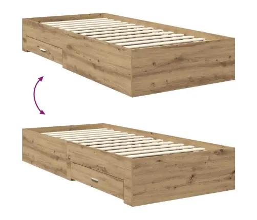 Gultas Rāmis Artisānā Ozols 90 X 200 Cm Inženierijas Koks Vidaxl