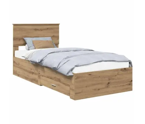 Gultas Rāmis Artisānā Ozols 90 X 200 Cm Inženierijas Koks Vidaxl