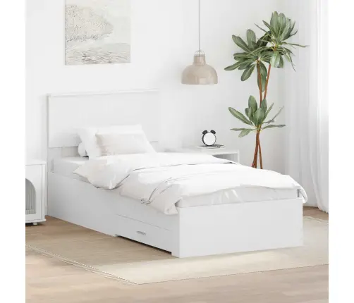 Gultas Rāmis Ar Atvilktni Balts 90 X 190 Cm Inženierijas Koks Vidaxl