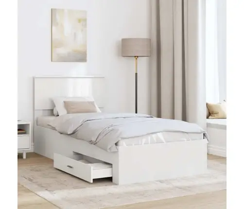 Gultas Rāmis Ar Atvilktni Balts 90 X 190 Cm Inženierijas Koks Vidaxl